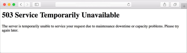503 Service Temporarily Unavailable on Apache