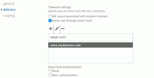 Exchange smart host mail relay