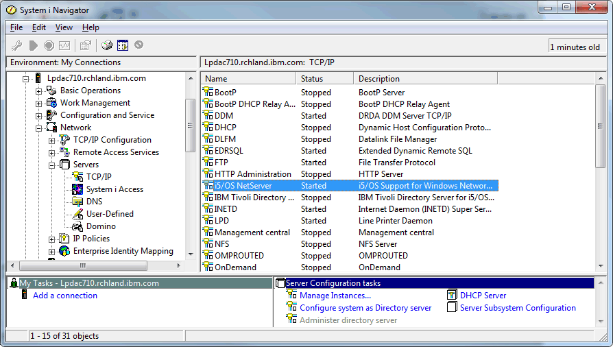 System i Navigator Netserver