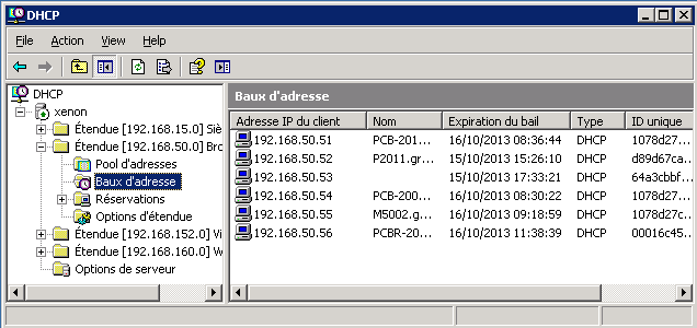 Plages DHCP sur Windows